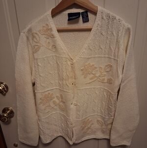 Liz Claiborne Lizsport Hand Embroidered Cardigan Sweater, PS